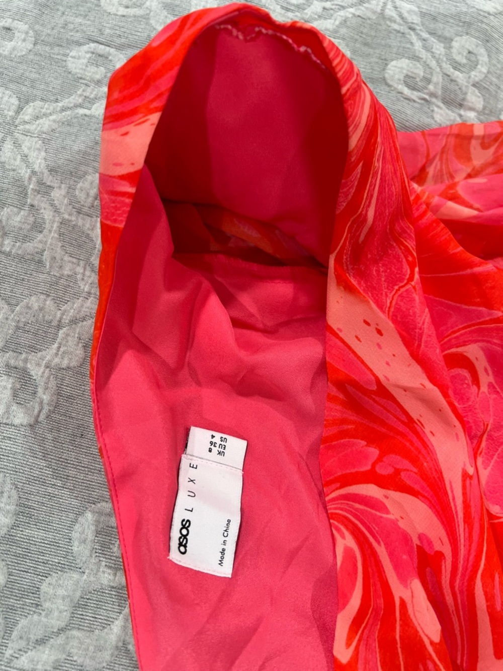ASOS Red and Pink Asymmetrical Long-Sleeve Dress - Picture 3 of 4